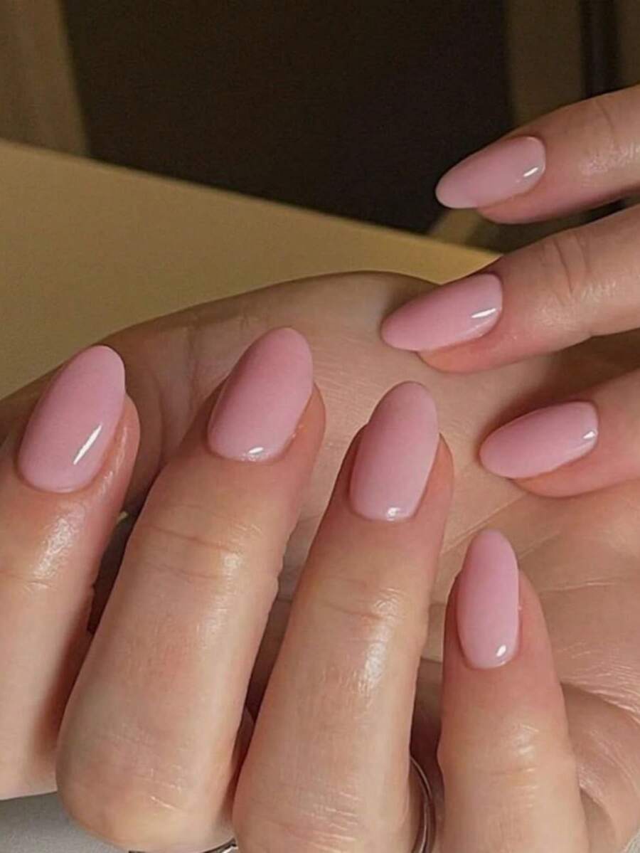 Bộ 24 móng tay giả ngắn hình bầu dục màu hồng nhạt, kiểu dáng tối giản, kèm sơn gel và dũa móng, phù hợp cho nữ giới sử dụng hàng ngày, đi làm, dự tiệc trà chiều, hoặc các dịp lễ hội. - Màu Hồng Dưa hấu - Xem 1