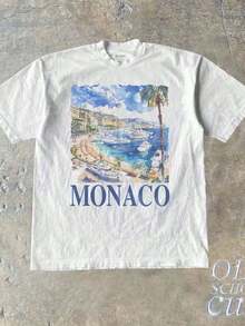 Camiseta Gráfica Vintage de Mónaco, Italia, Camiseta Retro Unisex de Verano, Camiseta Nostalgia Mónaco, Camiseta de Algodón Estilo Vintage, Camisetas de Vela - Blanco - Ver 6