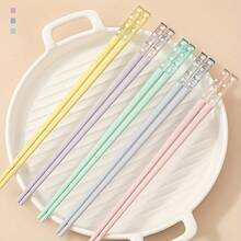 5 Pairs Of Floral Macaron-Colored Reusable Chopsticks - Durable PET Material, Decorative Daisy Design For Home And Restaurant Use - 查看 4
