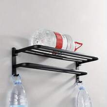 Bathroom Towel Rack, Wall-Mounted Bathroom Shelf, Dual Bars, Foldable, Waterproof And Rust-Proof, Suitable For Storing Towels, Clothes And Jackets, Applicable For Bathroom, Balcony, Hotel, Dormitory And Other Bathroom Accessories - Multicolor - View 7