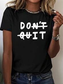 Camiseta Motivacional MexicanWo "No te Rindas" - Camiseta de Manga Corta con Cuello Redondo y Estampado de Lema, Ropa Casual Duradera Adecuada para Entrenamientos y Atuendos Diarios, Regalo Inspirador para Amantes de las Mujeres. Camiseta de Algodón Moda Verano - Negro - Ver 1