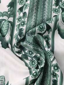 Vestido corto de manga corta estampado, de estilo bohemio, elegante, de moda y romántico para vacaciones y uso casual para mujer - Verde - Ver 7