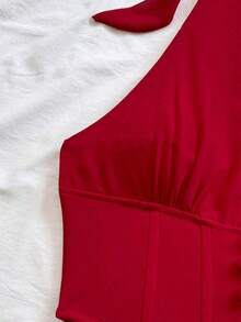 Nuevo atuendo casual de primavera/verano para vacaciones, boda en la playa, invitado de boda, graduación, brunch, Día de San Patricio, Spring Break, Pascua, festival de música, elegante estilo bohemio tropical con escote halter, espalda descubierta - Rojo - Ver 5