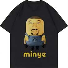 Camiseta con Gráfico de Meme Divertido de  Minye 2026, Ropa de Moda Hip Hop para Hombre, Camiseta de Verano de Algodón de Alta Calidad para Mujer - Negro - Ver 1