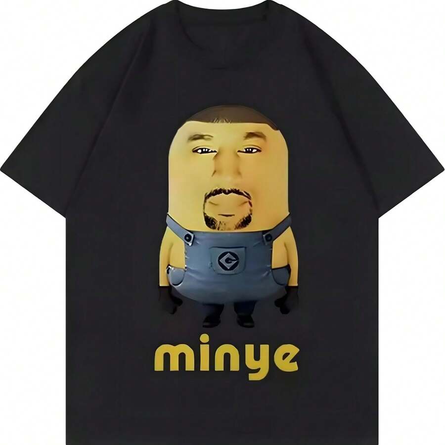 Camiseta con Gráfico de Meme Divertido de Minye 2026, Ropa de Moda Hip Hop para Hombre, Camiseta de Verano de Algodón de Alta Calidad para Mujer - Negro - Ver 1