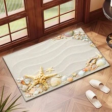 1 pieza Estera absorbente con estampado de playa/Estera de secado/Estera antigoteo para cafetera, vajilla - Estera protectora de escritorio absorbente de poliéster con almohadilla antideslizante de goma, para decoración de la encimera de la cocina, bar en casa y mesa de comedor - Multicolor - Ver 6