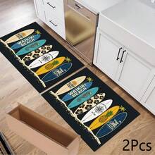 1件装夏季冲浪板印花吸水垫/晾干垫，适用于咖啡机、餐具 - 吸水性强的聚酯纤维桌面保护垫，带橡胶防滑垫，可用于厨房台面装饰、家庭酒吧和餐桌。 - 彩色 - 查看 14
