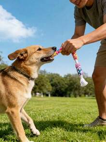 Durable Interactive Dog Chew Toy, Suitable For Medium And Small Dogs Chewing And Interaction. Multi-Functional Teeth Cleaning Rope, For Indoor/Outdoor Training And Dental Care, Designed For Strong Chewers, Suitable For All Dog Breeds (Puppies And Adult Dogs) - Nhiều màu - Xem 5