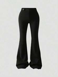 Pantalones acampanados de cintura alta - Negro - Ver 1