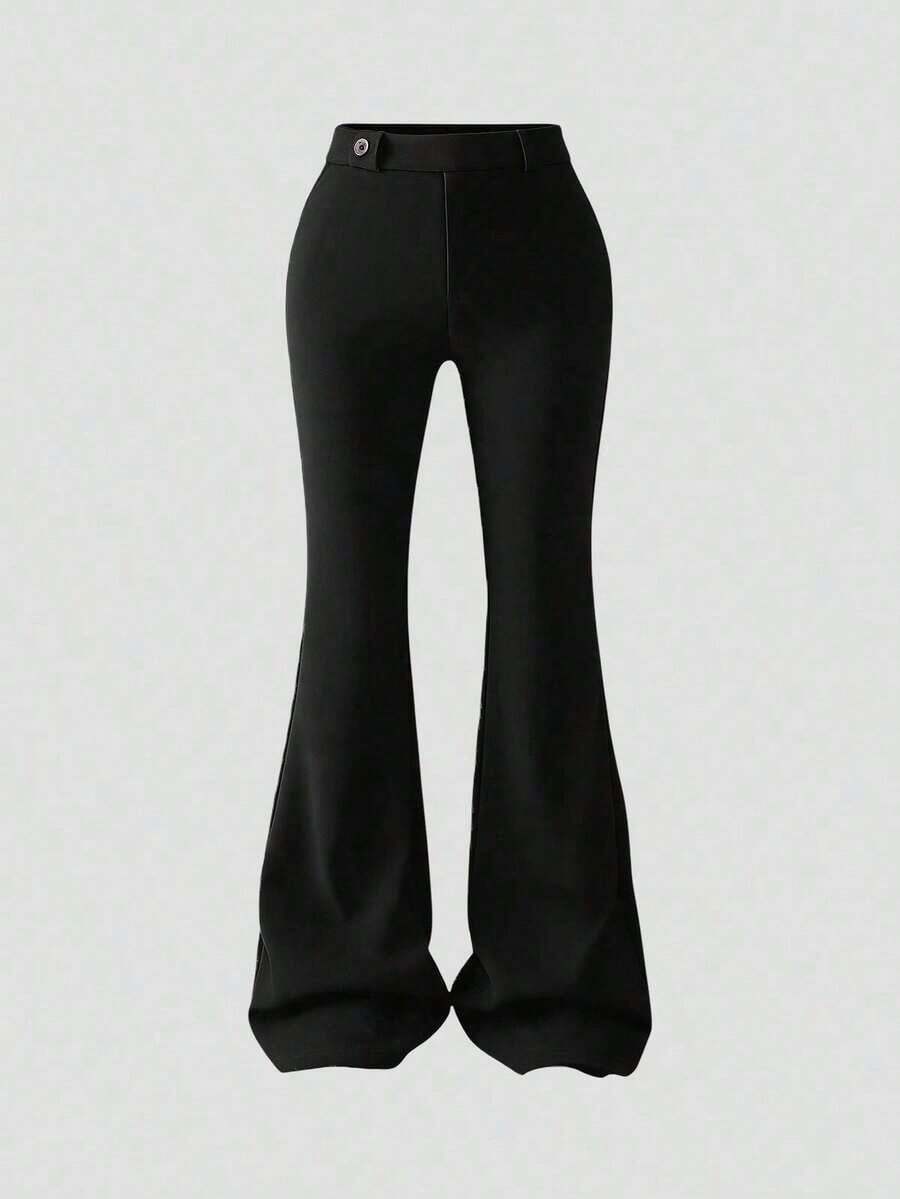 Pantalones acampanados de cintura alta - Negro - Ver 1