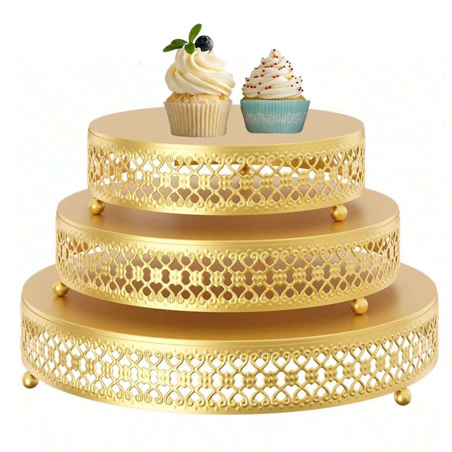1 cái kệ đựng bánh tráng miệng phong cách châu Âu màu vàng, khay bánh cưới nghệ thuật bằng sắt, kệ trà chiều, đĩa trái cây kệ bánh, phù hợp cho đám cưới, tiệc sinh nhật - Nhiều màu - Xem 1