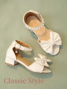 1 Pair 2026 New Girls' Sandals, Open Toe Design, Sweet Princess Style, Suitable For Daily/Formal Occasions/Outdoor Use - White - View 2