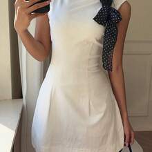 Women's Elegant Solid Color Backless Sleeveless Mini Dress Business Casual Woman - Albaricoque - Ver 7