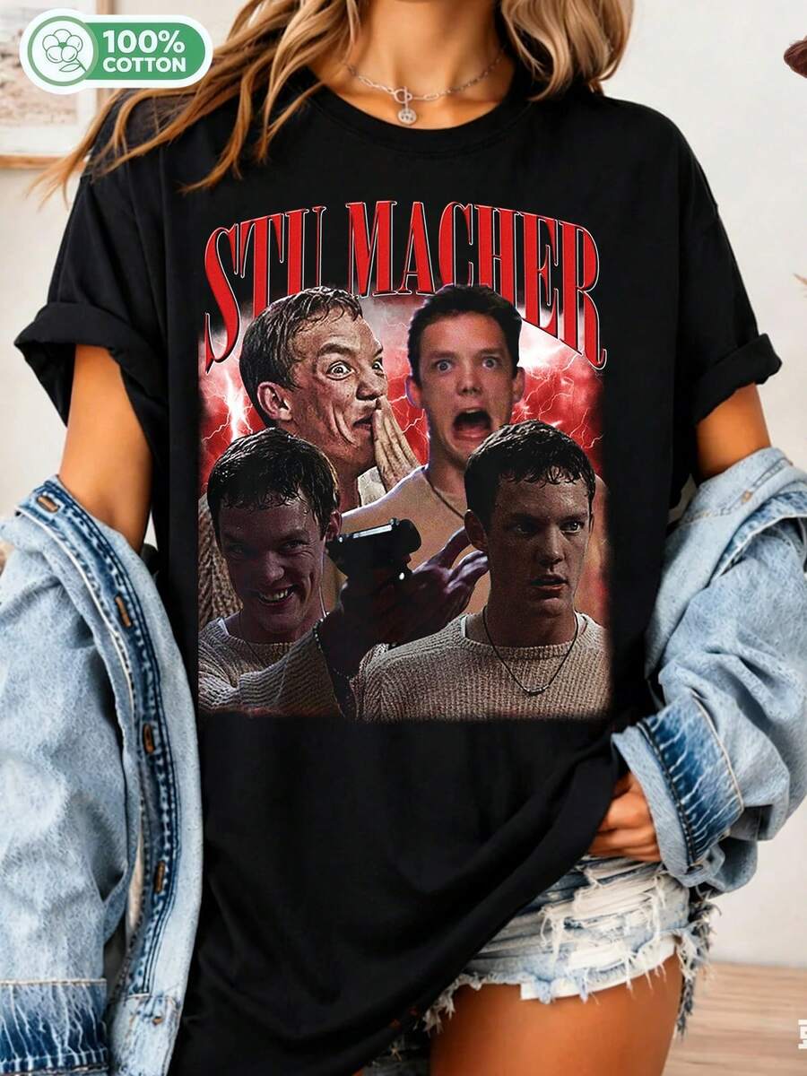 Vintage Faded Stu Macher T-Shirt, Classic 90s Bootleg Graphic, Retro Bootleg Rap T-Shirt Of Matthew Lillard, Scream Horror Movie. - Black - View 1