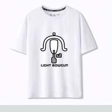 Camiseta de manga corta holgada unisex con cuello redondo y diseño de caza, inspirada en la espada grande de , para verano. - Blanco - Ver 6