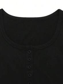 Camiseta de manga larga de unicolor informal para mujer, versátil y sencilla, para otoño - Multicolor 5 - Ver 3