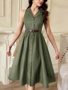 Vestido de mujer elegante y vintage con bolsillos y cinturón, vestido camisa casual de oficina, para vacaciones de verano.Vestidos de verano para mujer para vacaciones, Vestido de Pascua, Ropa de primavera para mujer, Ropa occidental para mujer, Vestido de Pascua, Vestidos primaverales para mujer, Vestido de invitada de boda, Vestidos elegantes y de oficina casual para mujer, Vestidos de cumpleaños para mujer, Vestidos de verano y primavera para mujer. - verde menta - Ver 3