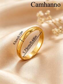 Camhanno 1pc 18K Gold Plated Curved Minimalist Fashion Ring For Women, Suitable For Wedding, Engagement And Other Occasions, High-Quality Gift - Gold - View 9