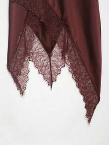 Falda asimétrica de encaje con parches, de corte ceñido, de estilo dulce y de moda europea y americana, para mujer, nueva colección primavera/verano, color negro - Burdeos - Ver 6