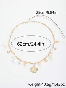 Cadena de cintura con colgantes de concha y estrella de mar chapada en oro, joyería corporal bohemia para la playa para vacaciones y fiestas - Dorado - Ver 3