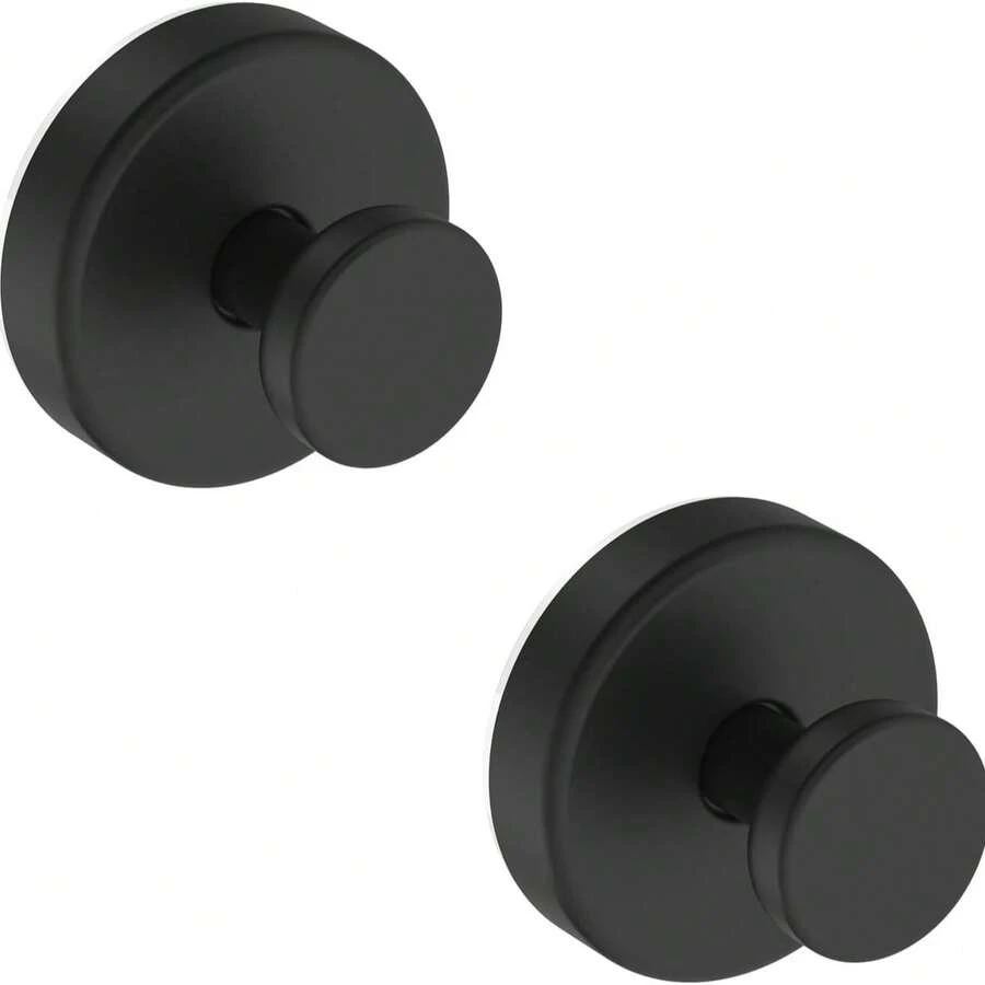 2pcs Removable Suction Cup Hooks, Suitable For Bathroom Window Glass Door Wall, Towel Robe Loofah Wreath Hanger - Black - Shower Suction Cup Hook - View 1