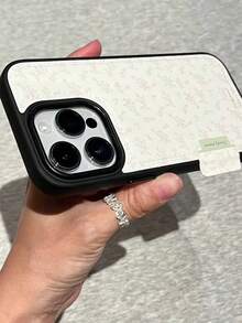 Ins 極簡皮革紋理手機殼，適用於 iPhone 17 Pro Max, 16, 15, 14, 13，花卉圖案，防摔保護套 - 白色 - 查看 3