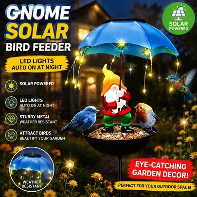 1pc Solar Powered Dwarf Bird Bath Feeder, Outdoor Garden Yard Decor Lighting, Wild Bird Companion Decor, Outdoor Holiday Decor, Outdoor Sculpture Landscape Spotlight