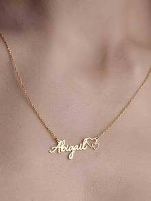 [Custom Necklace] Customized Necklace, Elegant Customized Heart Name Necklace - Personalized Double Heart Pendant, Fashionable Accessory, Perfect Gift For Valentine's Day And Everyday - Multicolor - View 6