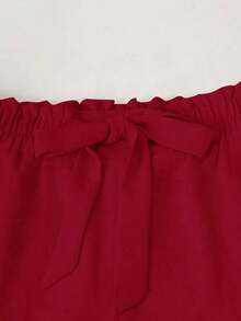 Conjunto de top de tirantes básico y pantalones de unicolor para mujeres, adecuado para uso diario - Burdeos - Ver 5