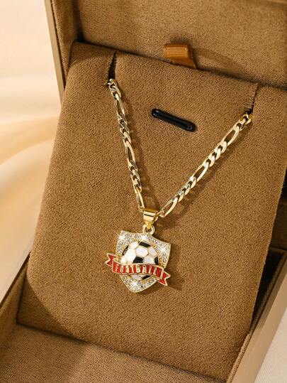 1pc Classic New Enamel Crafted 2026 World Cup Elements Soccer Pendant Necklace, Suitable For Stacking, Limited Edition "Light Of Protection", Suitable As Christmas/Thanksgiving/Halloween/Mother's/Valentine's Day Gift For Couples/Friends/Godparents, Catholic First Communion, Gifts, Daily And Festival Wear, Prayer