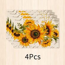 1pc Sunflower Pattern Linen Placemat, Breakfast Mat, Coffee Mat, Coaster, Bowl Pad, Kitchen Accessory, Easy To Clean Dining Mat, Suitable For Home, Restaurant, Restaurant Decor, Holiday Gift, Gift For Friends, Multi-Piece Set - Multicolor - View 21