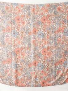 Floral Print Scarf For Women, Suitable As Gift For Girlfriend - Coral Orange - View 7