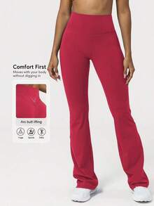 2026 Sodalemon Women's Black Slim Fit Flared Yoga Sweatpants For Spring - 紅色的 - 查看 2