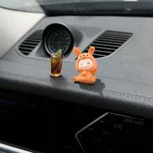 1 pieza Figurita de conejo mini linda, decoración interior de coche, accesorio de ornamento para escritorio de oficina y pantalla de computadora - Conejito bebé - Ver 4