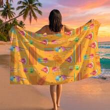 1pc Ice Cream Printed Beach Towel, Suitable For Travel, Outdoor Camping, Beach, Swimming, Beach Vacation - A - View 7