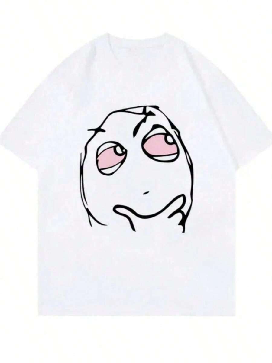 Printed T-Shirts For Women, Oversized Urban Style Tops, Comfortable And Stylish Summer Tees That Go With Everything. Graphic Print T-Shirt Featuring Singer For Men And Women, Vintage Oversized Harajuku Style Tees, Short-Sleeved Cotton T-Shirts 70230. - 白色 - 查看 1