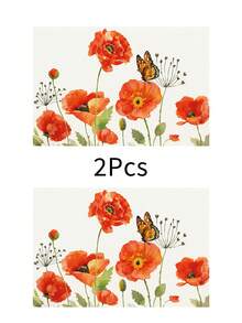 1 pieza Mantel individual de lino con estampado floral, tapete para desayuno, posavasos de café, base para tazón, accesorio de cocina, fácil de limpiar, apto para el hogar, restaurante, decoración del comedor, regalo festivo, regalo para amigos, set multipieza - Multicolor - Ver 19