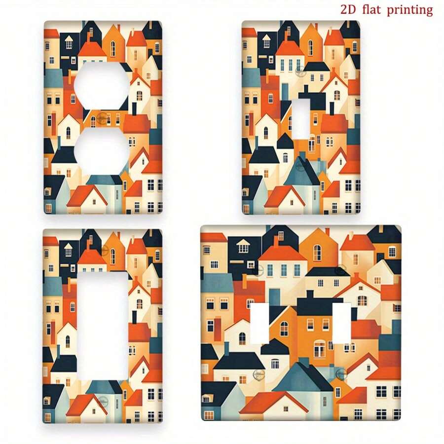 1pc[2D Flat Print]Painted Glass Style Magnolia Flower Print Switch Panel PC Material Scratch-Resistant Socket Cover Plate Living Room Bedroom Bathroom Wall Soft Decor Switch Protector - C - View 1