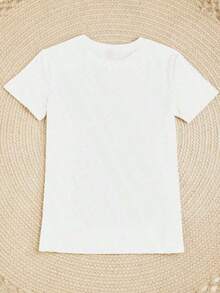 Camiseta de Talla Grande con Cuello Redondo y Manga Corta con Estampado de Corazón Graffiti - Blanco - Ver 2