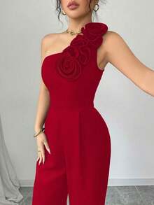 Mono sin mangas con estampado floral rojo para mujer, casual para uso diario - Rojo - Ver 3