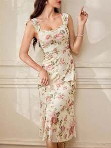 Vestido vintage y elegante para mujer con estampado floral, casual, de corte sirena, para vacaciones de verano, vestidos de verano, vestidos de fiesta, vestidos de graduación, ropa de verano, vestidos de invitada de boda, atuendos de vacaciones para mujer, vestido de boda, vestidos de graduación para mujer, vestido elegante de Pascua para mujer, vestido floral elegante, atuendo de festival, atuendo de concierto de country, vestido de baby shower, atuendo de crucero para mujer, atuendo de brunch, vestido del Día de la Madre - Negro - Ver 11