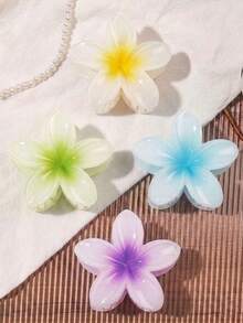 4件/1件 芙蓉花果凍色髮夾，綠色/黃色/紫色/藍色，輕量塑料浴室髮飾，適合日常外出、休閒、派對、工作、海灘度假、馬尾、盤髮、洗臉、化妝、搭配穿搭，時尚髮夾，春夏度假必備 - 彩色 - 查看 6