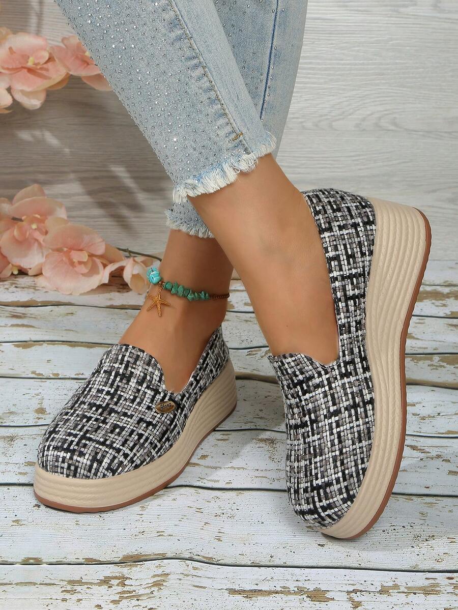 Giày lười đế dày cho nữ, giày slip-on tối giản đa năng mới, giày công sở nhẹ thời trang, giày đế xuồng casual đi nghỉ mát. - Xám - Xem 1