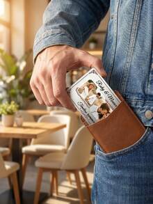 1 Piece Personalized 2 Photos Aluminum Wallet Card, Custom Photo & Text Couple Memorial Card, Custom Name & Quote Romantic Love Card - Silver - View 4