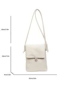 Bolso de hombro de cuero mini vertical para mujer, nueva colección Primavera/Verano 2026 - Beis - Ver 6