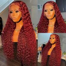 A Wine Red Deep Wavy Lace Long Wig With Thick Deep Wavy Texture And Fluffy High Skull Top, Suitable For Daily Work, Leisure Outings, Holiday Parties, Role-Playing And Other Scenarios - View 4