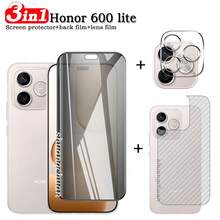 3-In-1 Lens Glass Film, Privacy Tempered Glass Film, Screen Protector Film, Back Film For Honor 600 Lite, Honor X9D, Honor 400 Lite, Honor X7D, X7C, X8B, X8C, X6B, X5B, X5C, X5D, X6D, X8D - Privacy Protection - 3IN1 - View 1