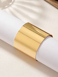 1 pieza Elegante brazalete abierto versátil con textura, estilo minimalista europeo y americano - Dorado - Ver 5