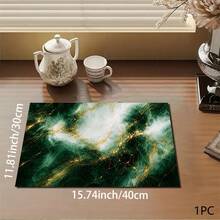 1pc Marble Print Pattern Drainage Mat/Absorbent Mat/Drying Mat For Coffee Maker, Tableware - Absorbent Polyester Desktop Protective Mat With Rubber Anti-Slip Pad, For Kitchen Counter Decor, Home Bar And Dining Table - Multicolor - View 6