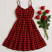 Women's Checkered Dress, Square Dance, Saint John's Day, June Festivals - Đỏ - Xem 4
